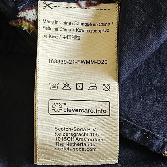 Scotch & Soda Shirt Men XL Navy LS Button Up Abstract Embroidery Boho Pocket - Picture 12 of 16